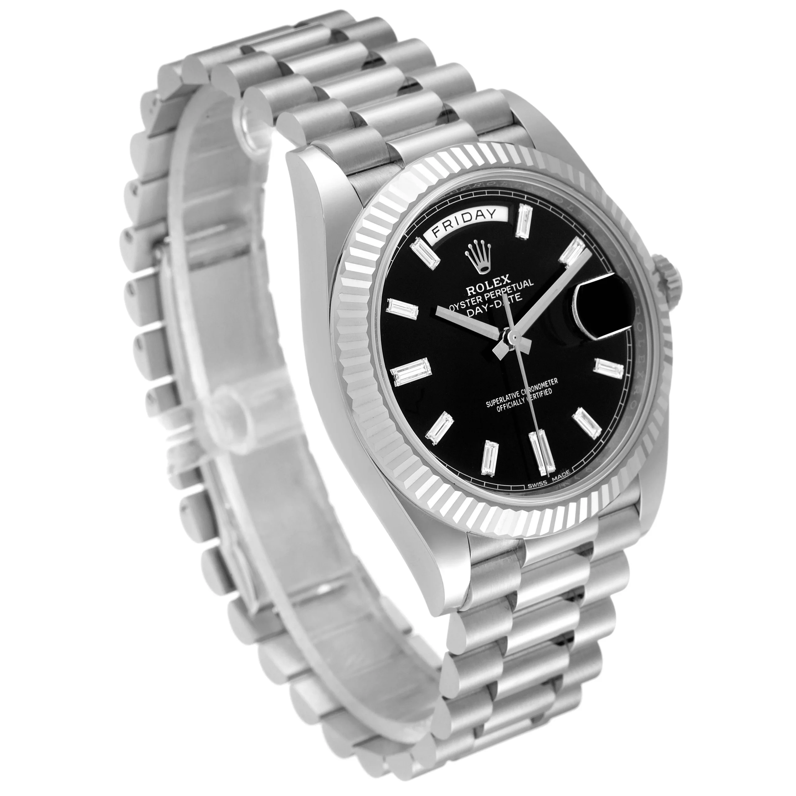 Superclone Rolex Day-Date 40mm Black Baguette Dial 228239