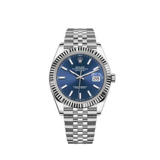 Rolex Datejust 41 White Gold/Steel Blue Dial Fluted Bezel 126334 (Jubilee)