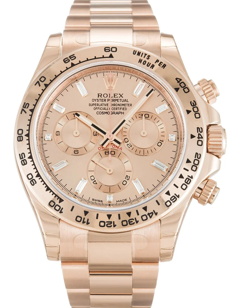 Rolex Daytona 40mm Rose Diamond Baguette Dial 116505