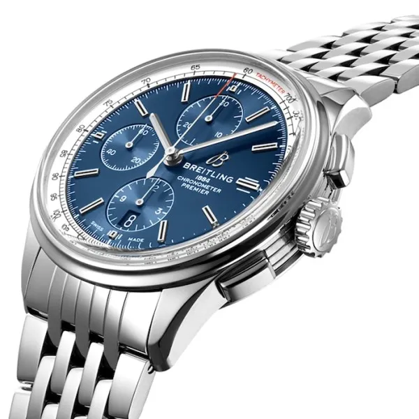 Breitling Premier Men Automatic Blue Stainless Steel Watch A13315351C1A1
